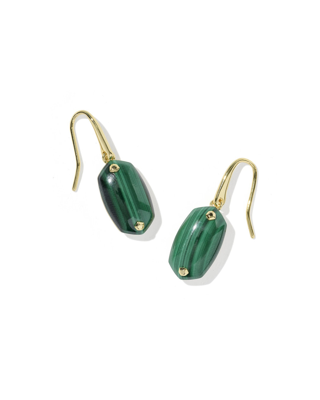 KENDRA SCOTT LEE RIVETED DROP EARRINGS - GOLD GREEN MALACHITE