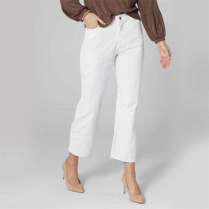 Cropped Wide Leg Corduroy Jeans - Winter White