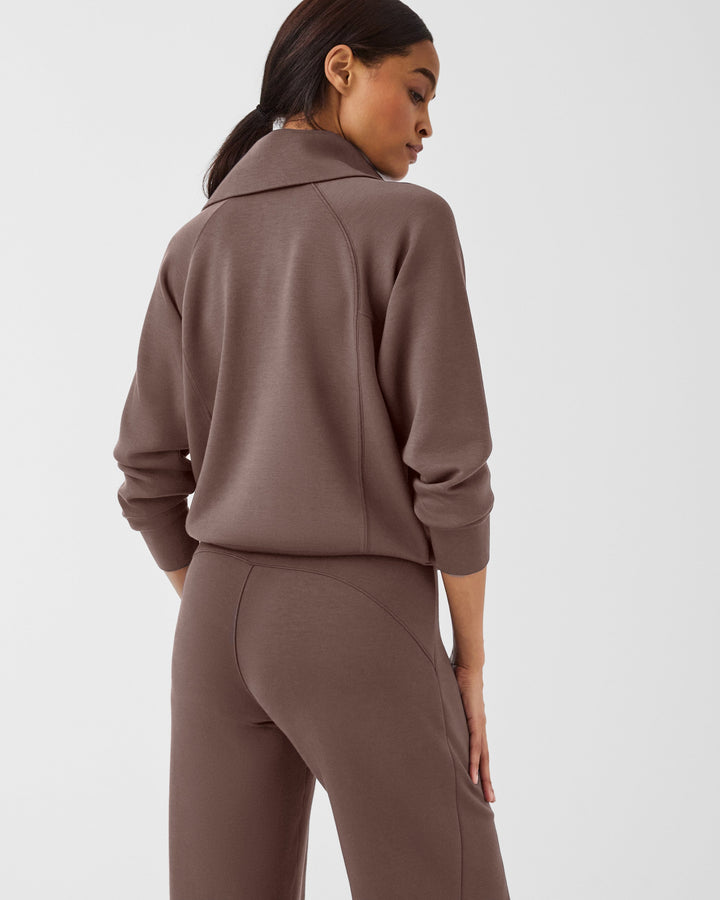 SPANX AIRESSENTIALS HALF ZIP SWEATSHIRT - SMOKE