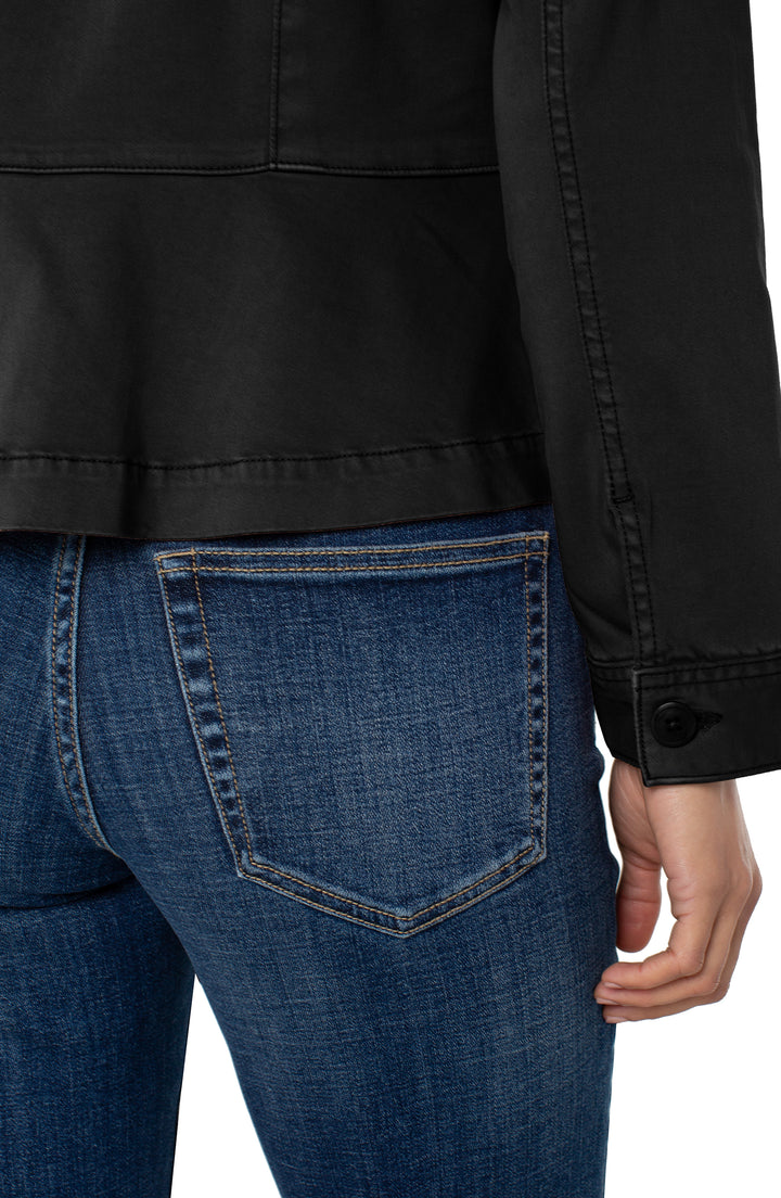 PEPLUM HEM TRUCKER JACKET - ONYX
