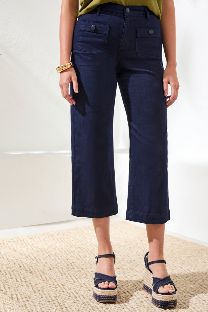 SOPHIA HUGGING CROP PALAZZO DENIM - NAUTICAL