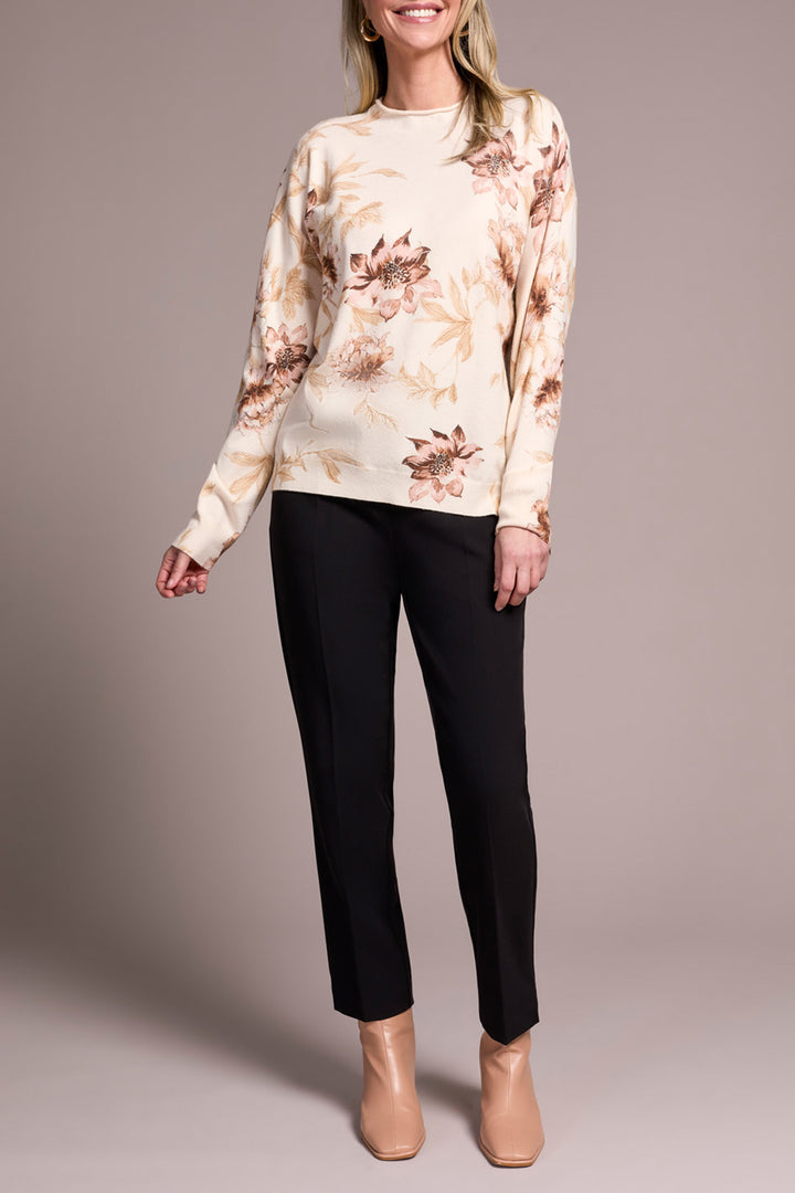 LONG SLEEVE FUNNEL NECK SWEATER - MOONSTONE