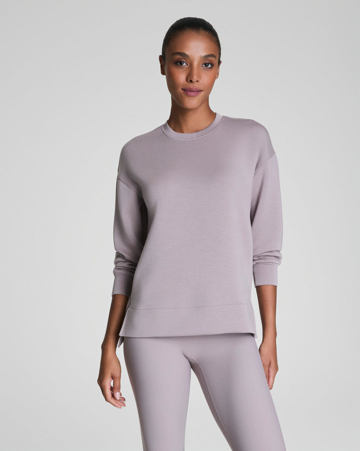SPANX AIRESSENTIALS LONG SLEEVE CREW - COASTAL FOG