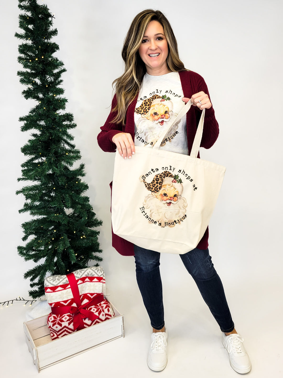 SANTA ONLY SHOPS AT BRIANNE'S BOUTIQUE TOTE BAG