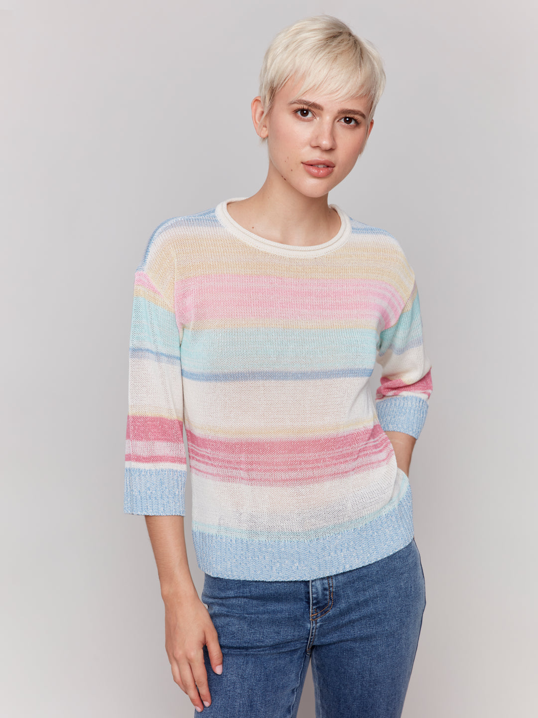 STRIPED CREWNECK SWEATER - PASTEL