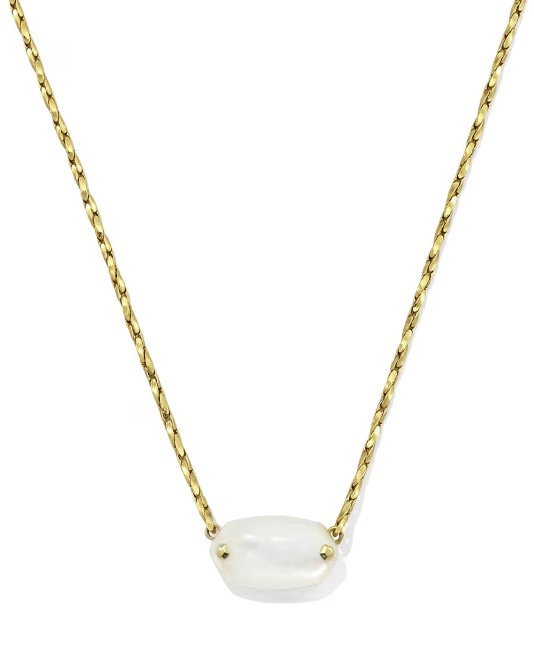 KENDRA SCOTT ELISA RIVETED SHORT PENDANT NECKLACE - GOLD IVORY MOP