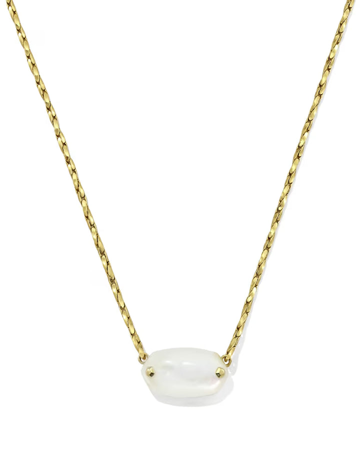 KENDRA SCOTT ELISA RIVETED SHORT PENDANT NECKLACE - GOLD IVORY MOP