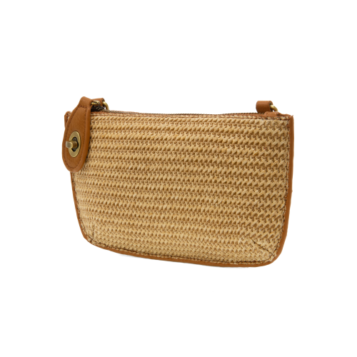 STRAW MINI WRISTLET CROSSBODY - TAN SOLID