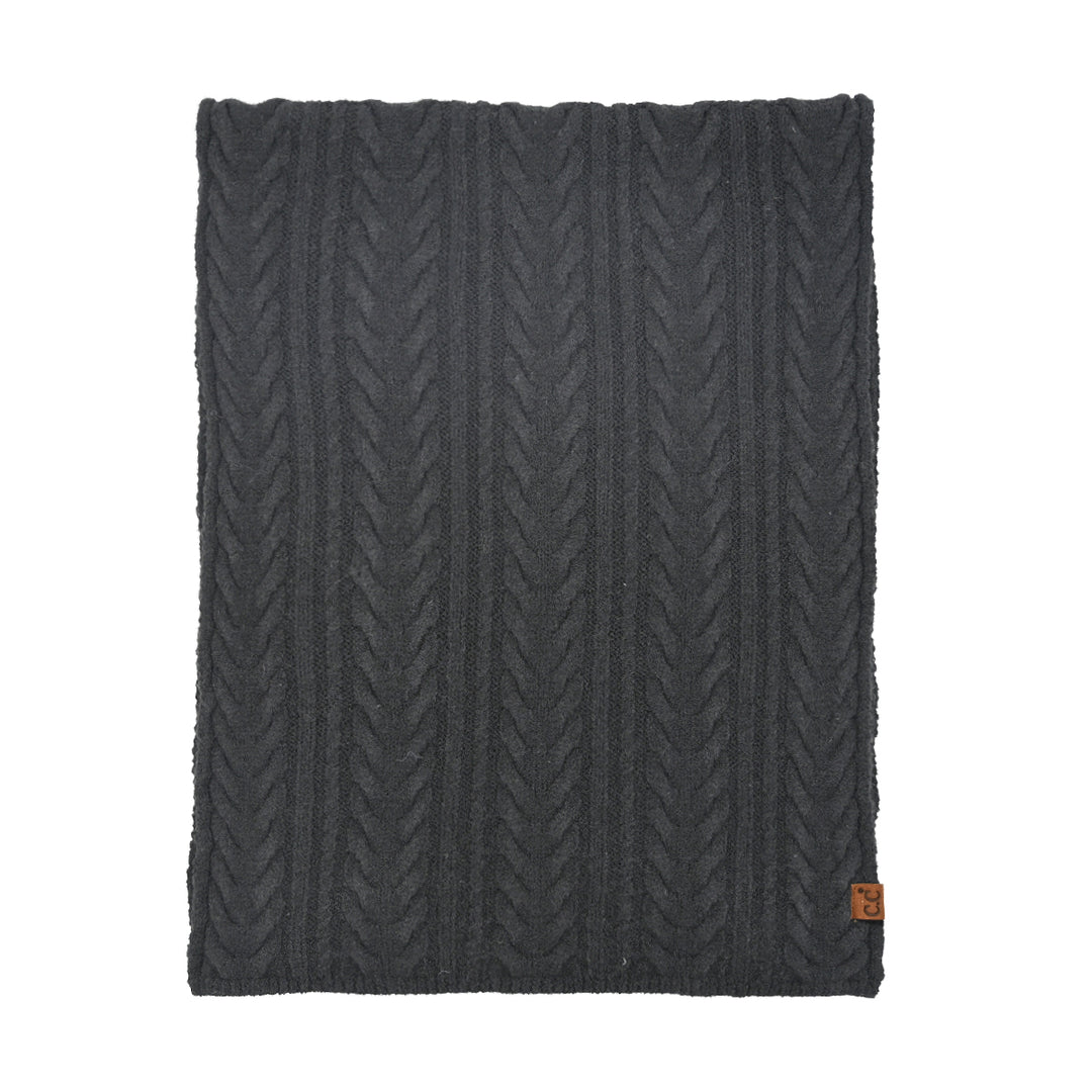 CABLE KNIT SCARF - BLACK