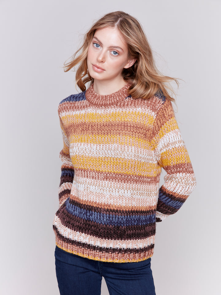 SPACE DYE YARN SWEATER - AMBER