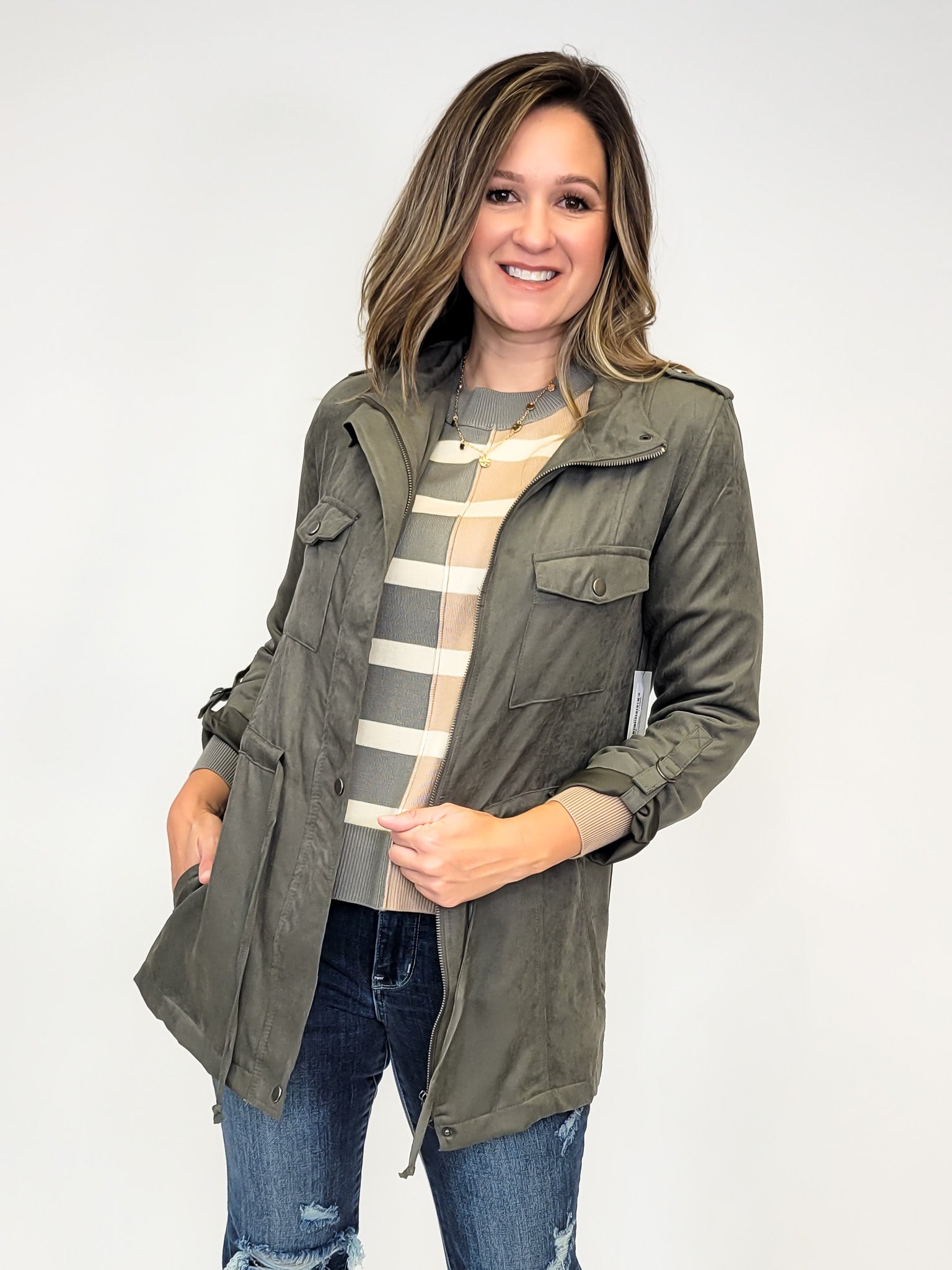 Womens olive green utility clearance jacket