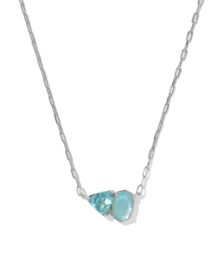 KENDRA SCOTT TATUM SHORT PENDANT NECKLACE - SILVER BLUE MIX