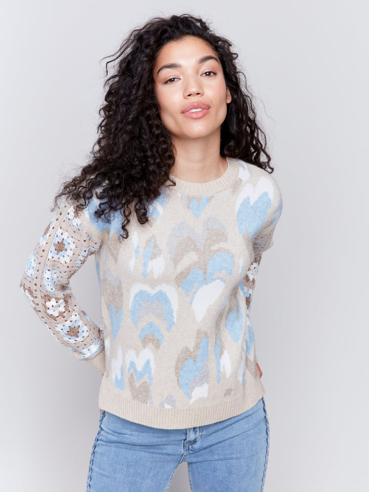 JACQUARD PRINTED SWEATER - OCEAN