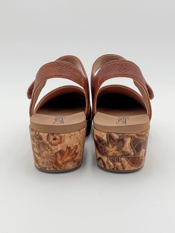 CORKY'S 'ALL IN' WEDGE CLOSED SANDALS - COGNAC