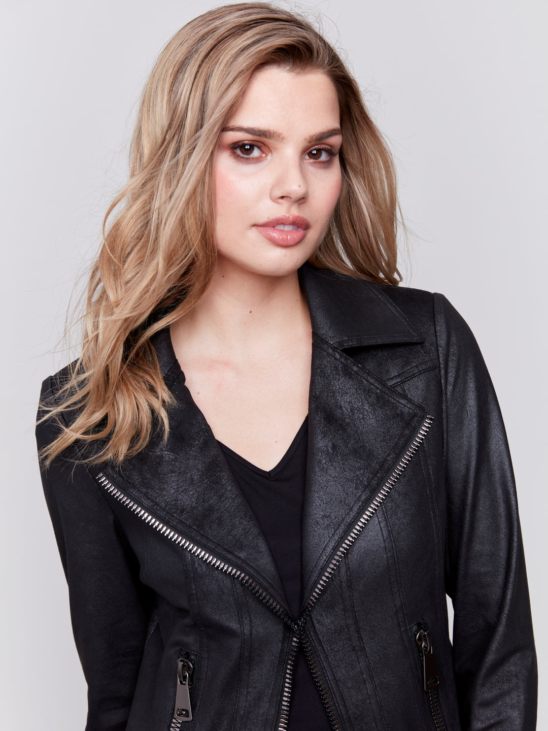 VINTAGE FAUX LEATHER JACKET - BLACK