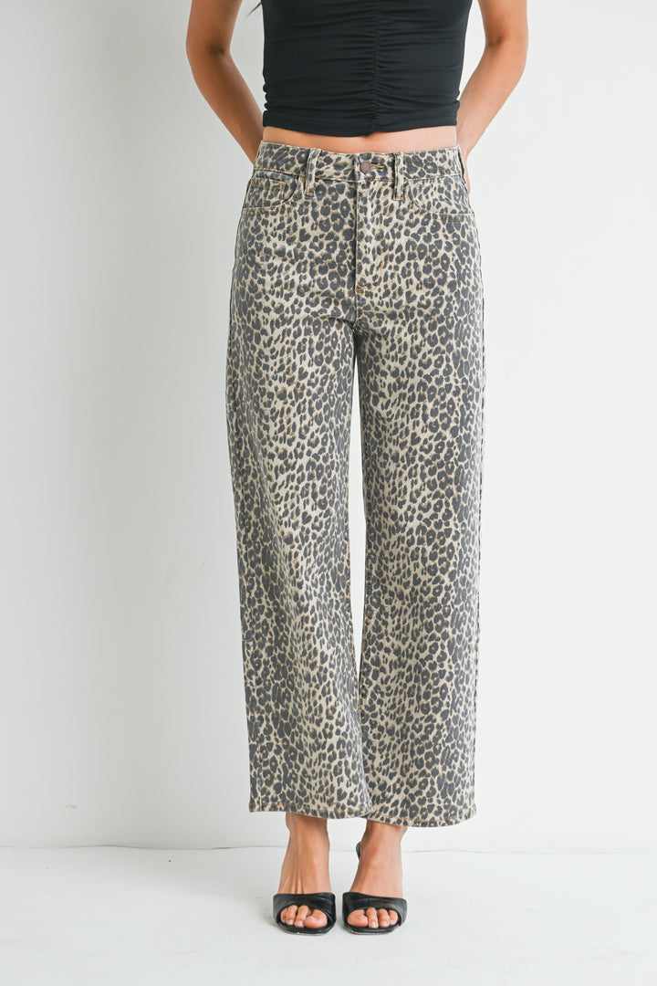 JBD HIGH RISE VINTAGE STRAIGHT JEANS - LEOPARD - 29" INSEAM