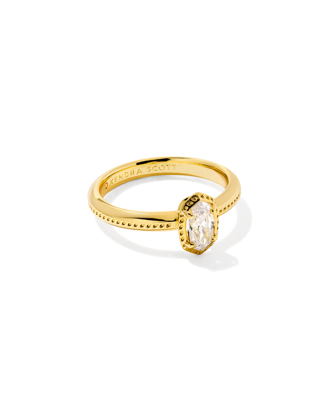 KENDRA SCOTT MINI ELYSE LUXE BAND RING - GOLD WHITE CZ 8