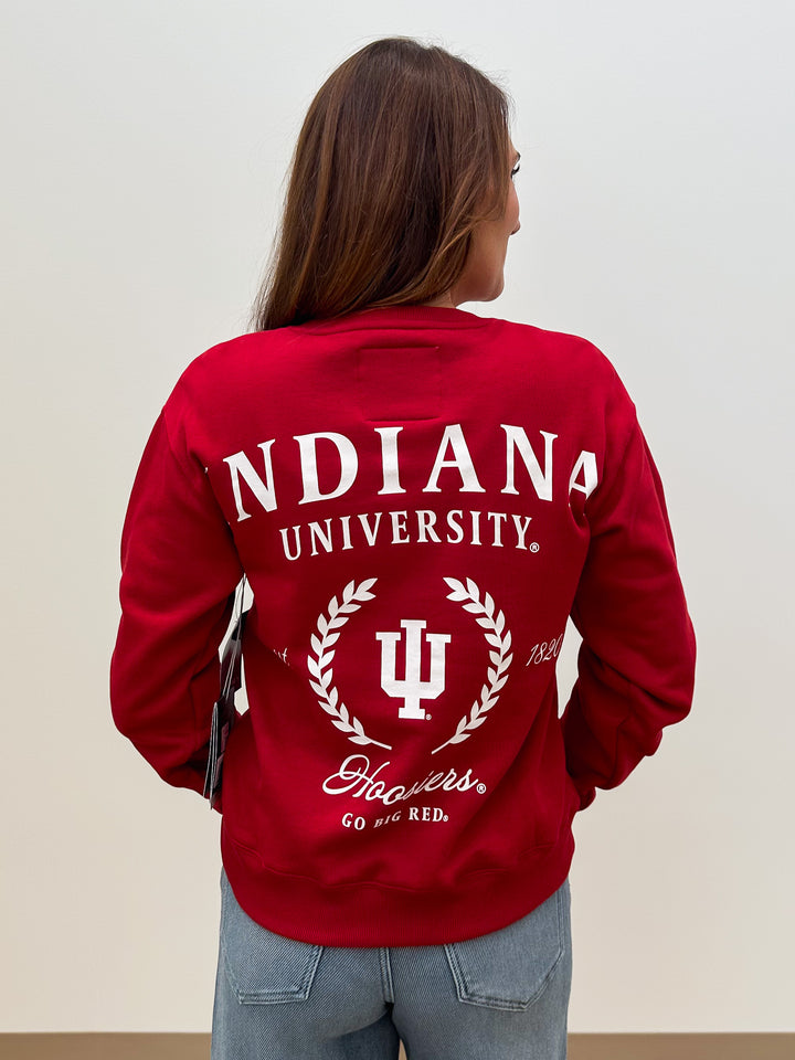 IU COLLEGIATE FLEECE CARDIGAN - CRIMSON