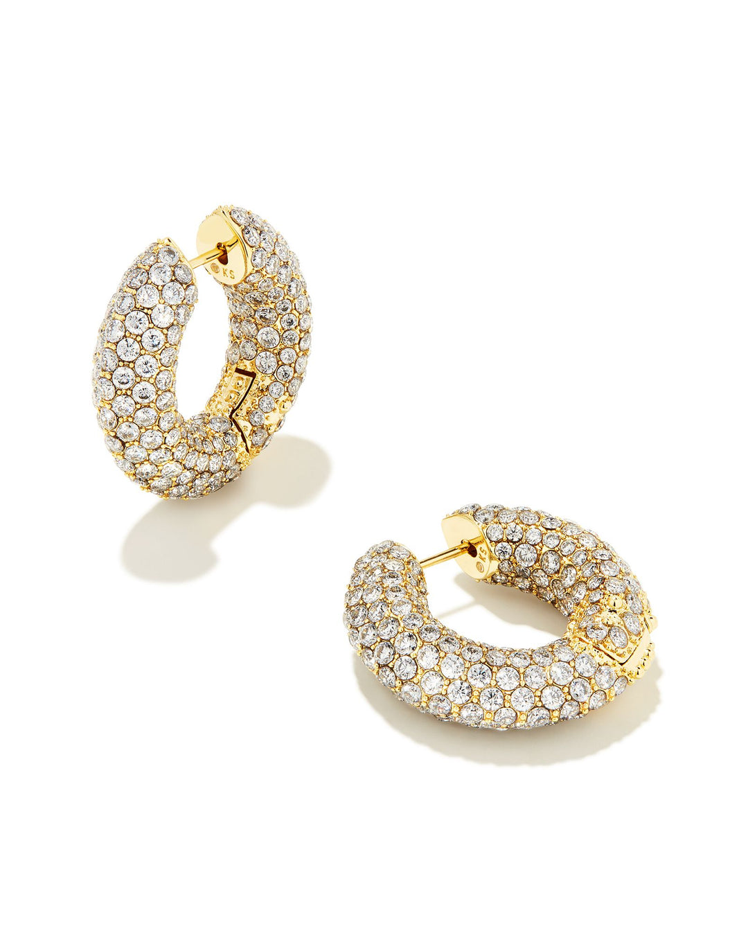 MIKKI PAVE HOOP EARRINGS - GOLD WHITE CZ