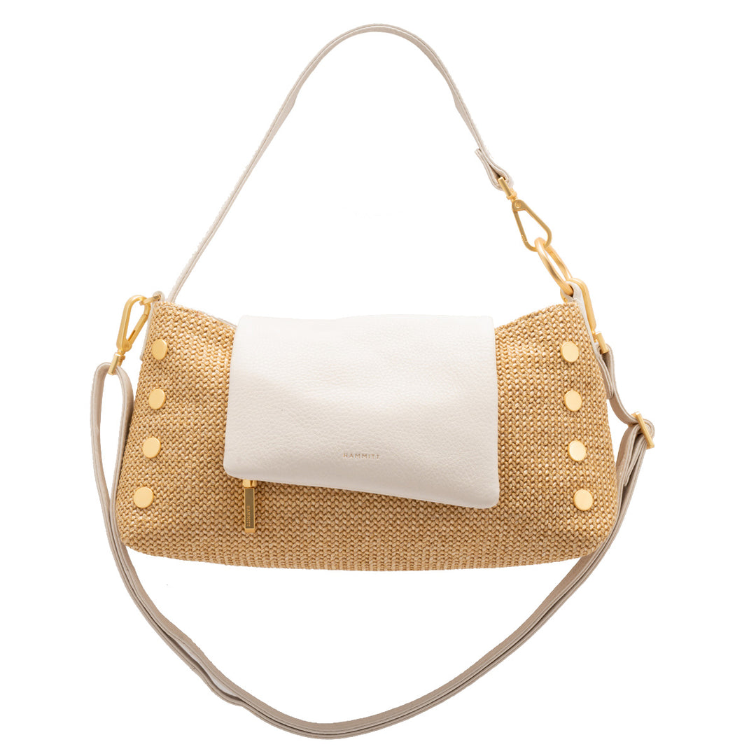 HAMMITT VIP SATCHEL - CALLA LILY WHITE RAFFIA/BRUSHED GOLD