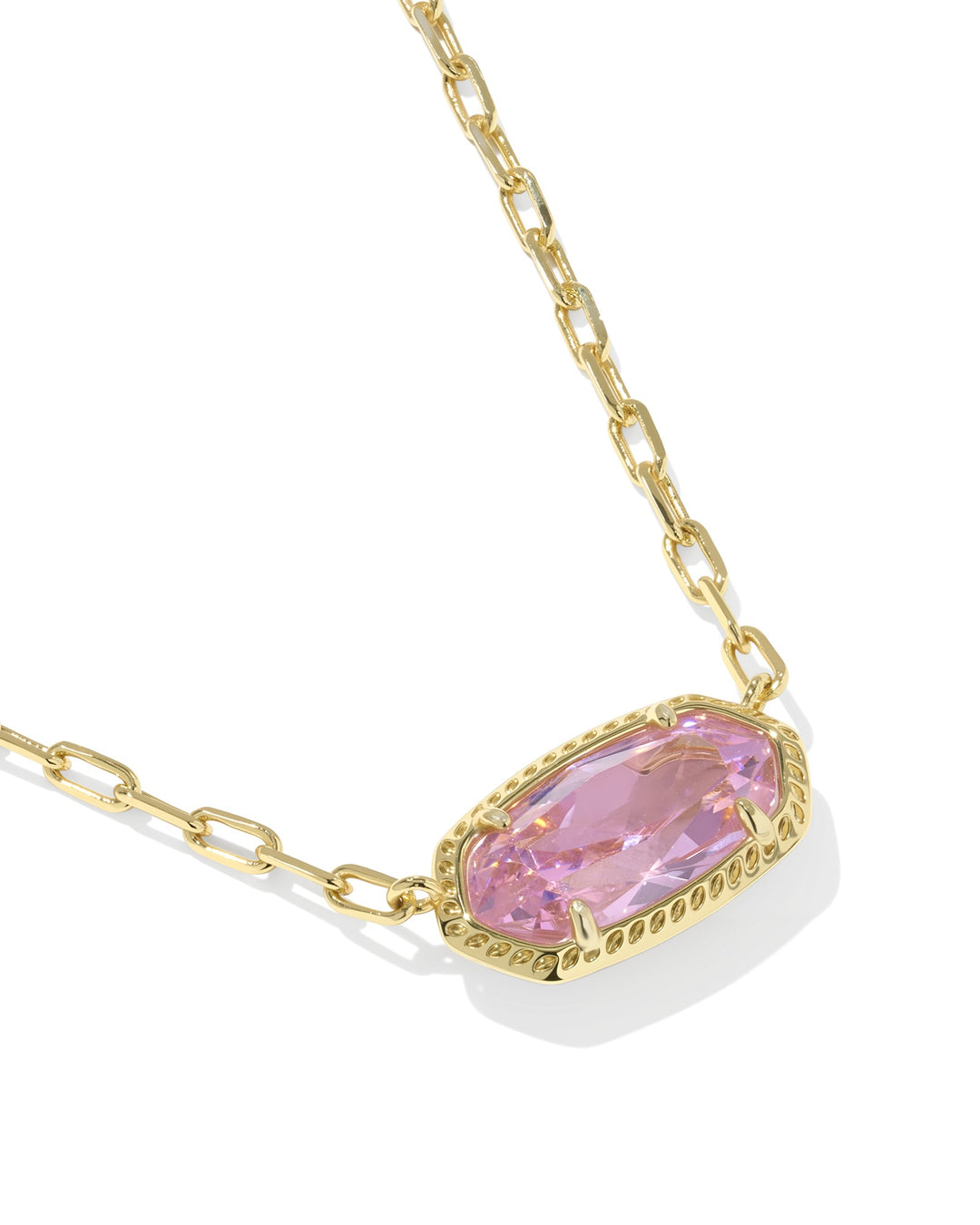 KENDRA SCOTT ELISA LUXE SHORT PENDANT NECKLACE - GOLD LIGHT PINK CZ