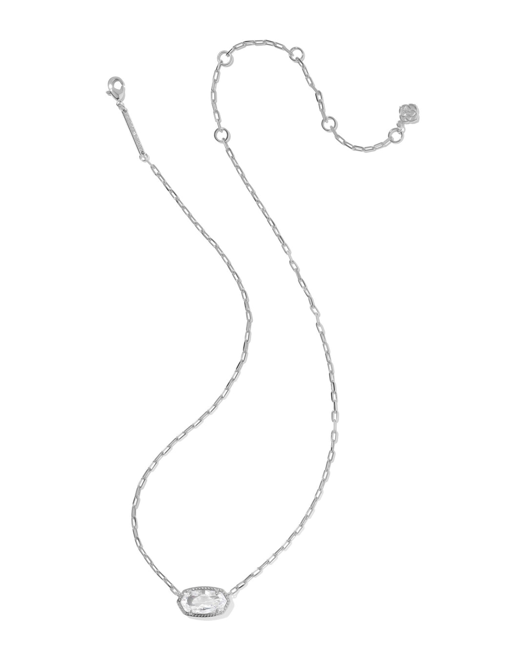 KENDRA SCOTT ELISA LUXE SHORT PENDANT NECKLACE - SILVER WHITE CZ
