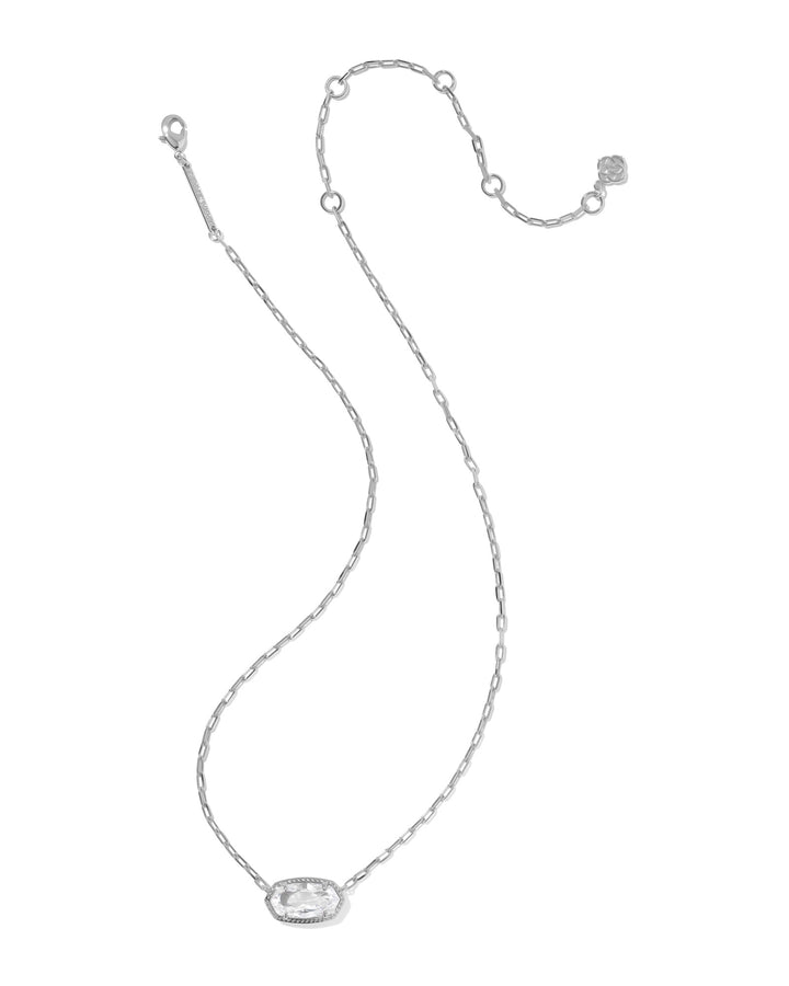 KENDRA SCOTT ELISA LUXE SHORT PENDANT NECKLACE - SILVER WHITE CZ