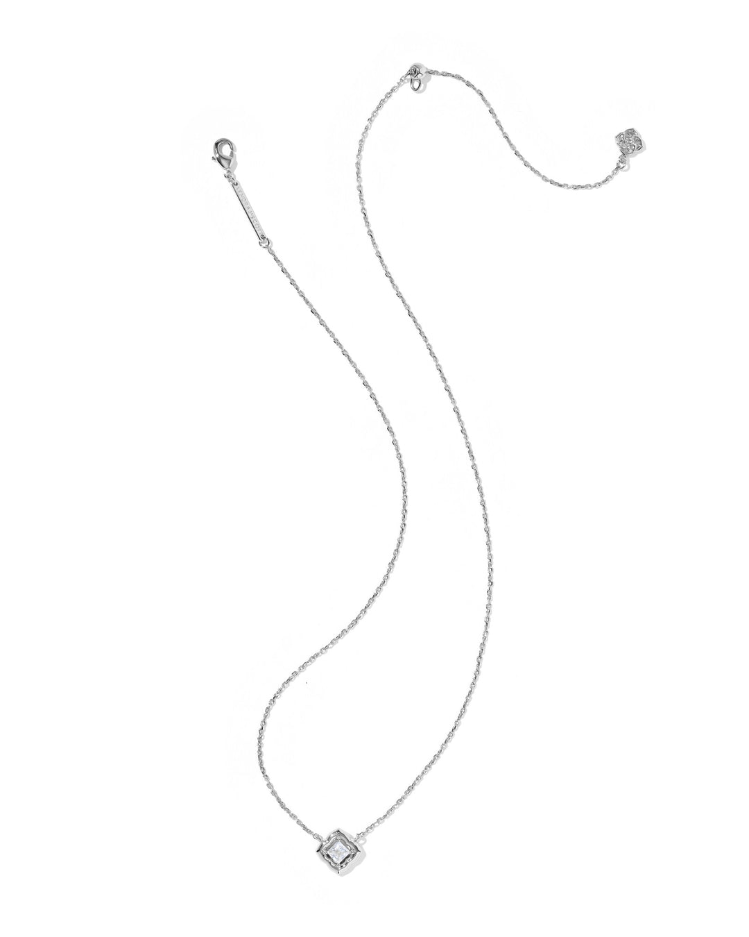 KENDRA SCOTT MALLORY CRYSTAL SHORT PENDANT NECKLACE - SILVER WHITE