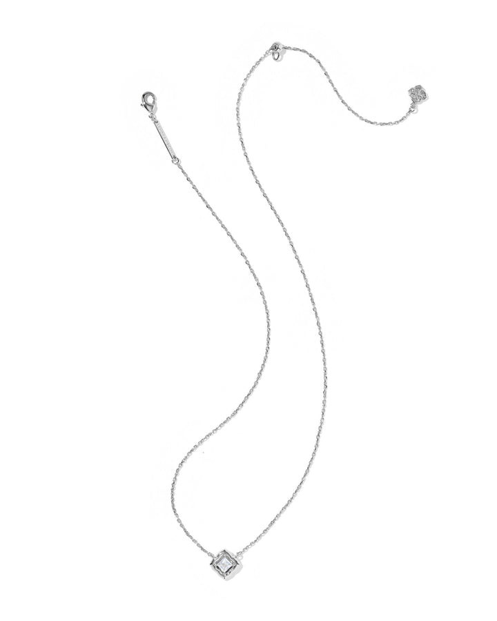 KENDRA SCOTT MALLORY CRYSTAL SHORT PENDANT NECKLACE - SILVER WHITE