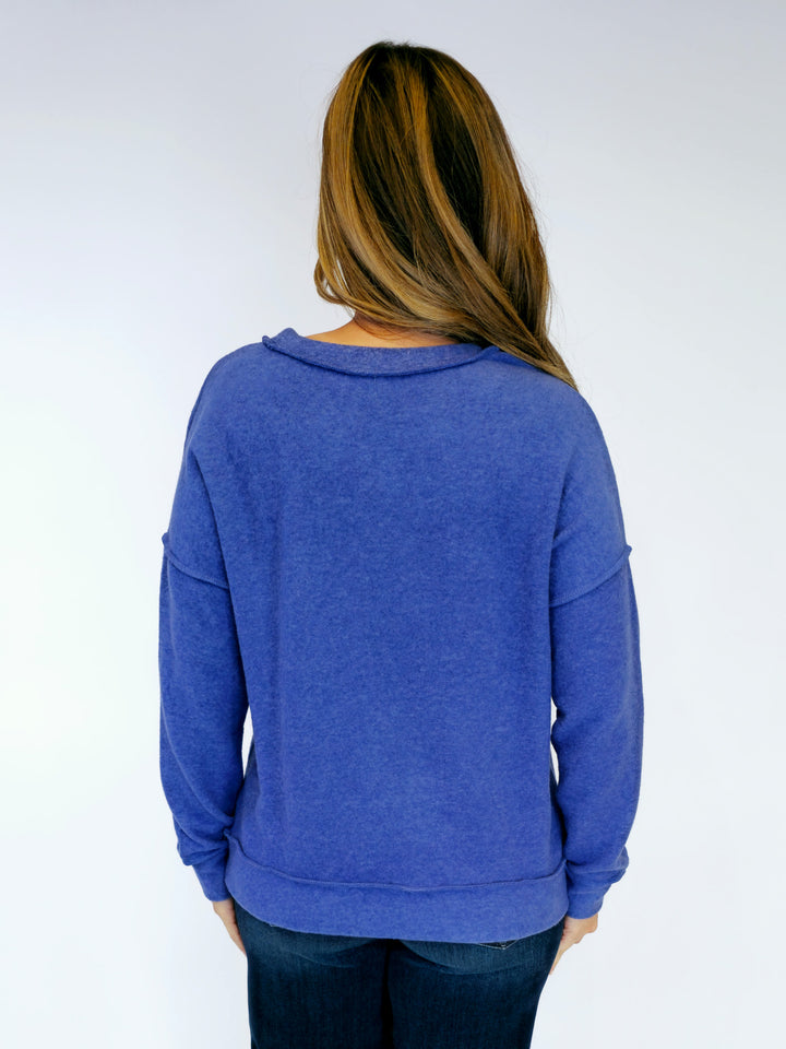 BRUSHED DROP SHOULDER SWEATER - MARLIN