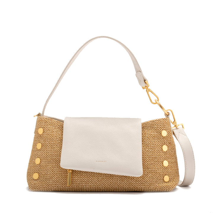 HAMMITT VIP SATCHEL - CALLA LILY WHITE RAFFIA/BRUSHED GOLD