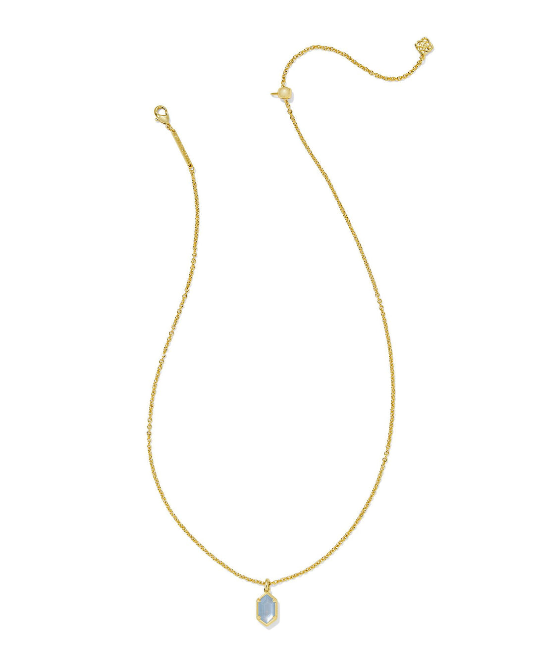 KENDRA SCOTT HALLIE SHORT PENDANT NECKLACE - GOLD SKY BLUE MOP