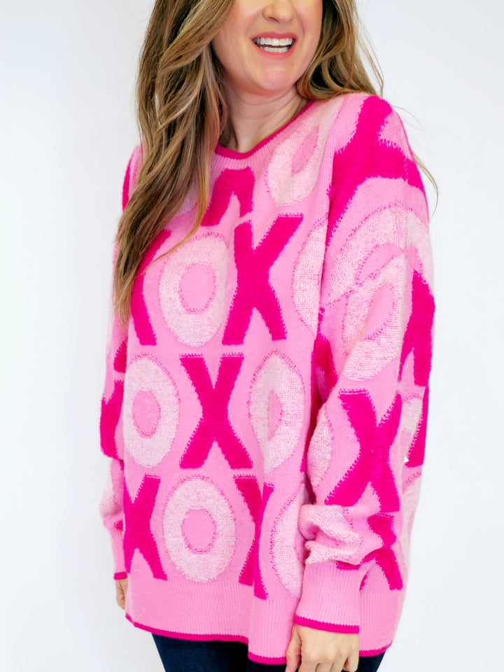 'XOXO' VALENTINE LOOSE FIT SWEATER - PINK