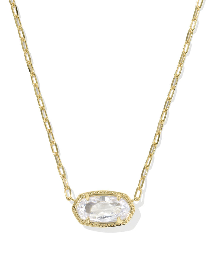 KENDRA SCOTT ELISA LUXE SHORT PENDANT NECKLACE - GOLD WHITE CZ