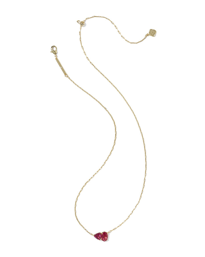 KENDRA SCOTT TATUM SHORT PENDANT NECKLACE - GOLD BURGUNDY MIX