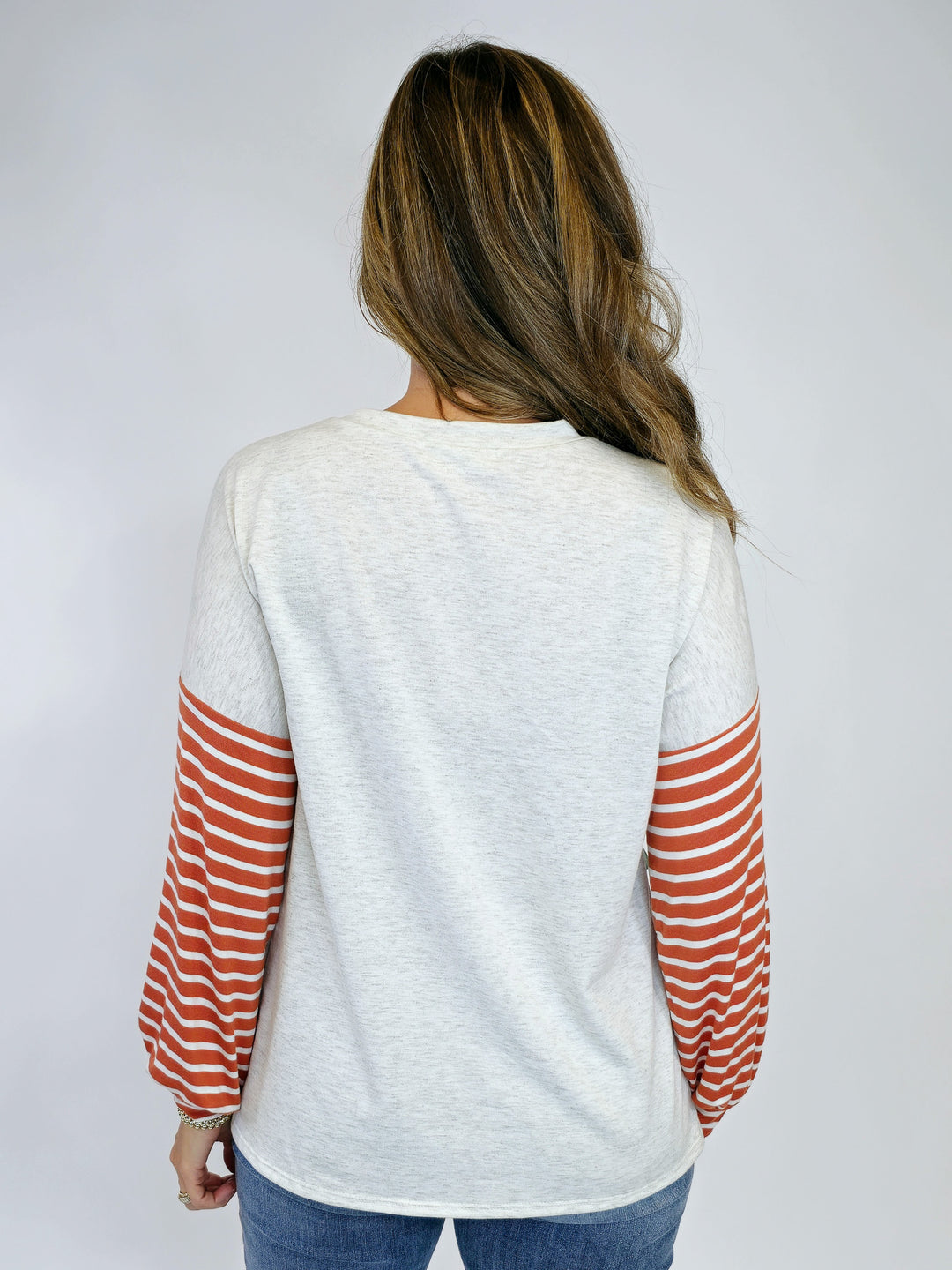 LONG SLEEVE COLOR BLOCK PULLOVER - OAT/RUST/SAGE