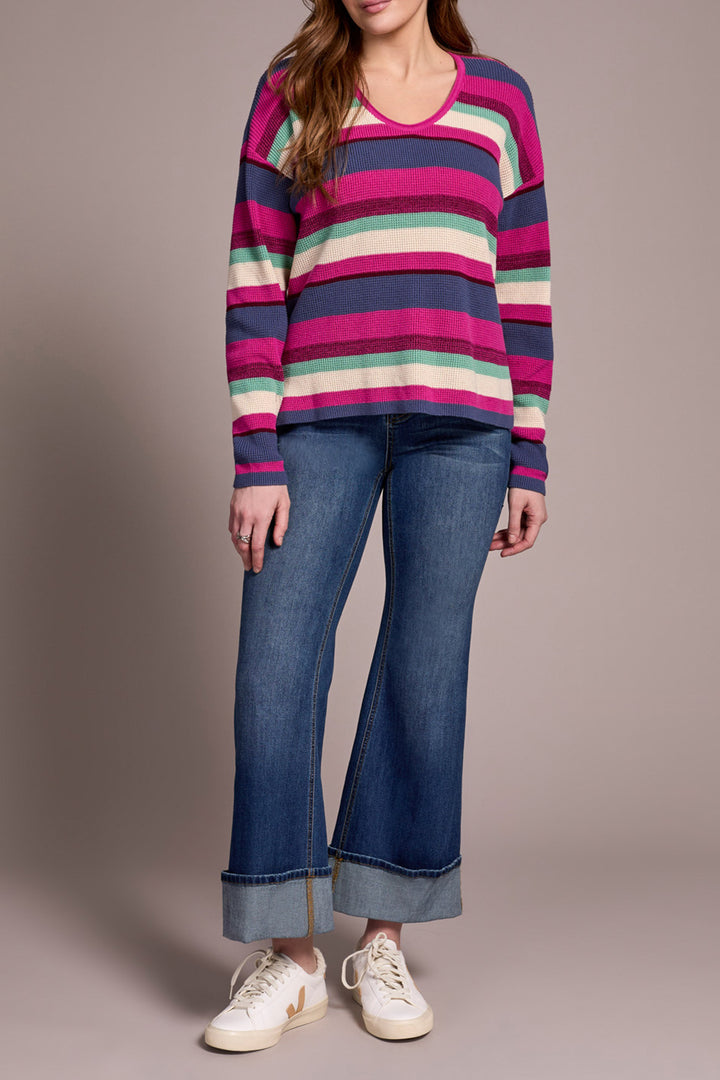 LONG SLEEVE U-NECK SWEATER - PINK FLAMBOYANT
