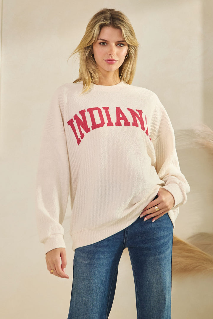 INDIANA CLOUDY KNIT LONG SLEEVE TOP - IVORY