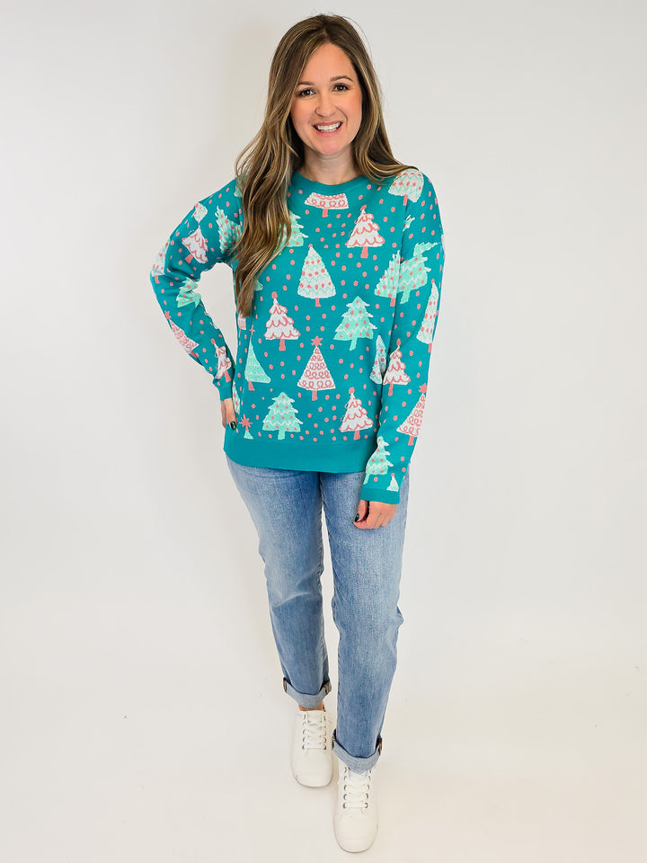 DEAR SCARLETT CHRISTMAS SWEATER - EVERGREEN TREES