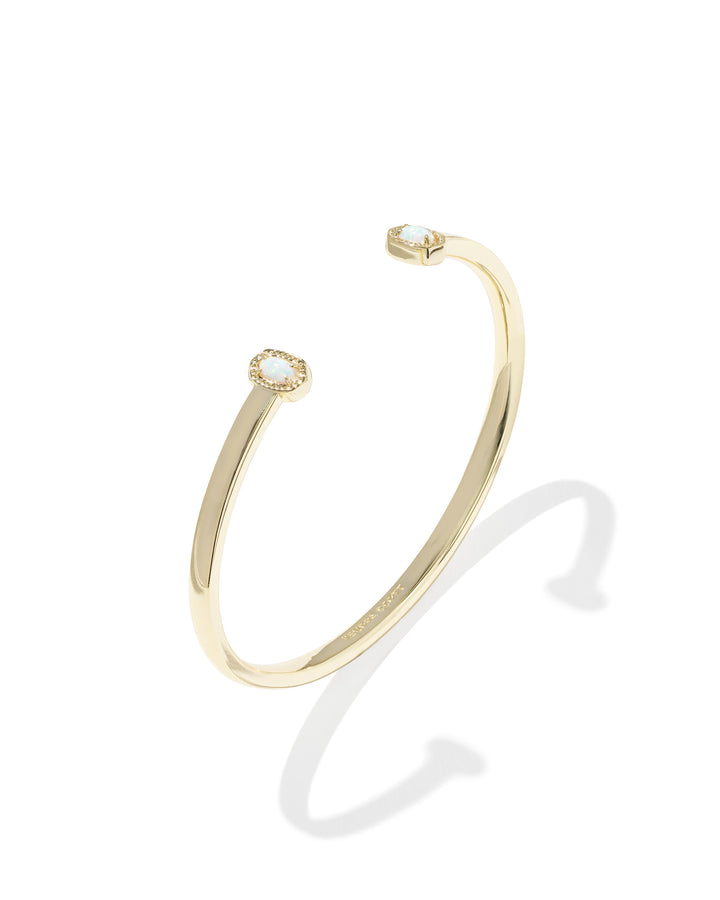 KENDRA SCOTT MINI ELTON CUFF BRACELET - GOLD BRIGHT WHITE OPAL S/M