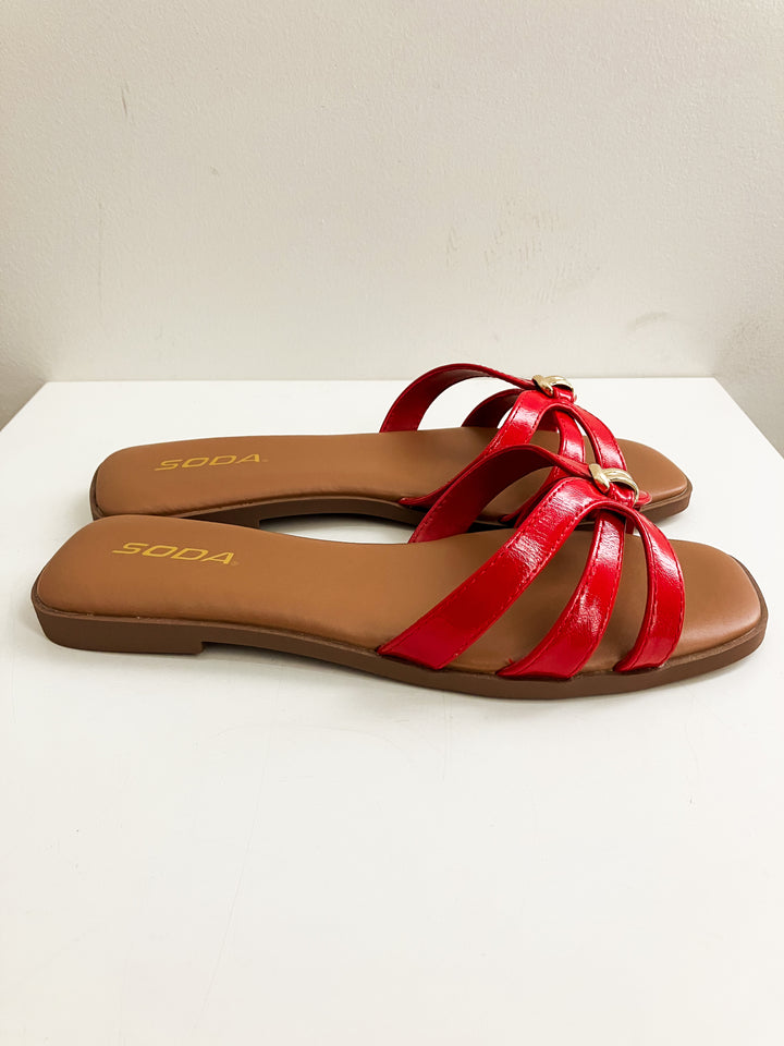 SODA SLIP ON MYRTLE SANDALS - RED