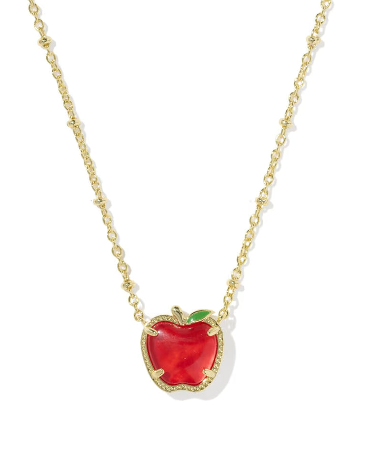 KENDRA SCOTT APPLE SHORT PENDANT NECKLACE - GOLD RED ILLUSION