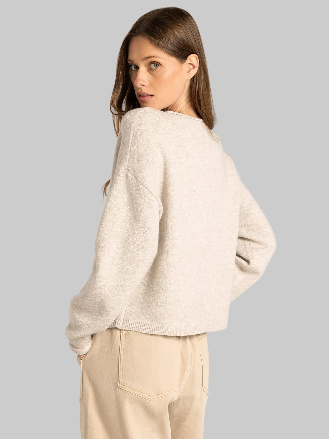 LONG SLEEVE DOVER CARDIGAN - HEATHER STONE