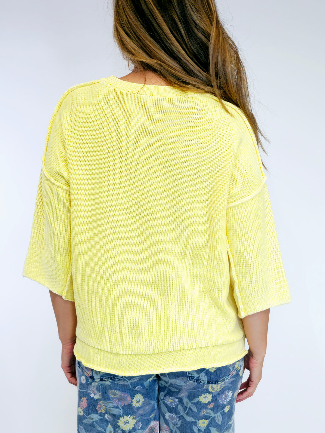 MINERAL WASHED KNIT SWEATER - CORN CHEESE