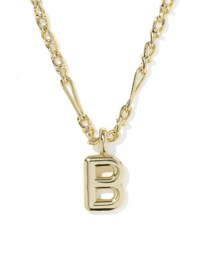 KENDRA SCOTT BUBBLE LETTER B SHORT PENDANT NECKLACE - GOLD
