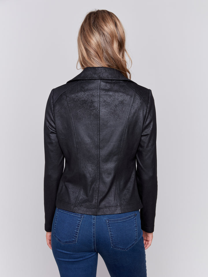 VINTAGE FAUX LEATHER JACKET - BLACK