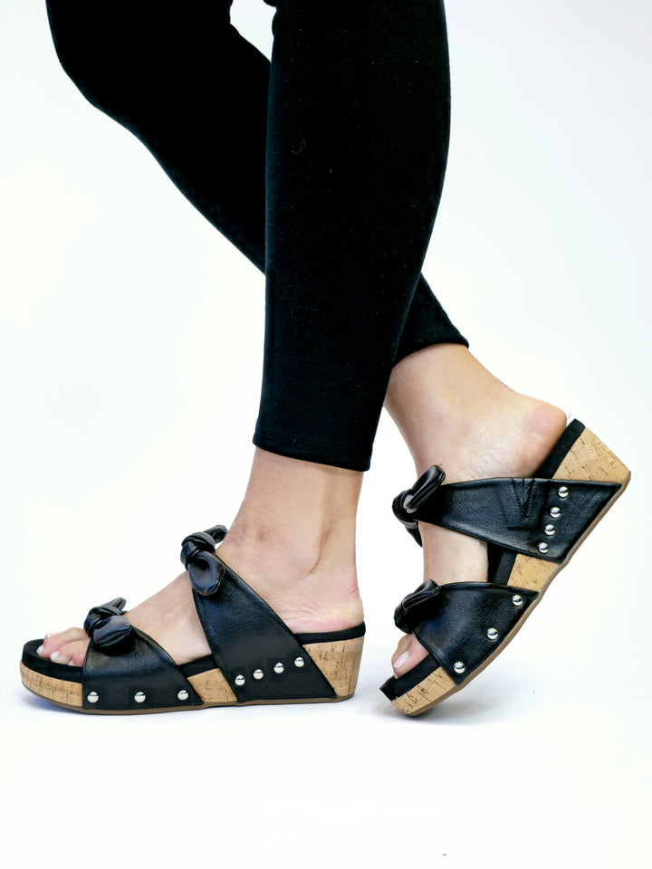 CORKY'S 'SITTIN PRETTY' WEDGE SLIP ON SANDAL - BLACK