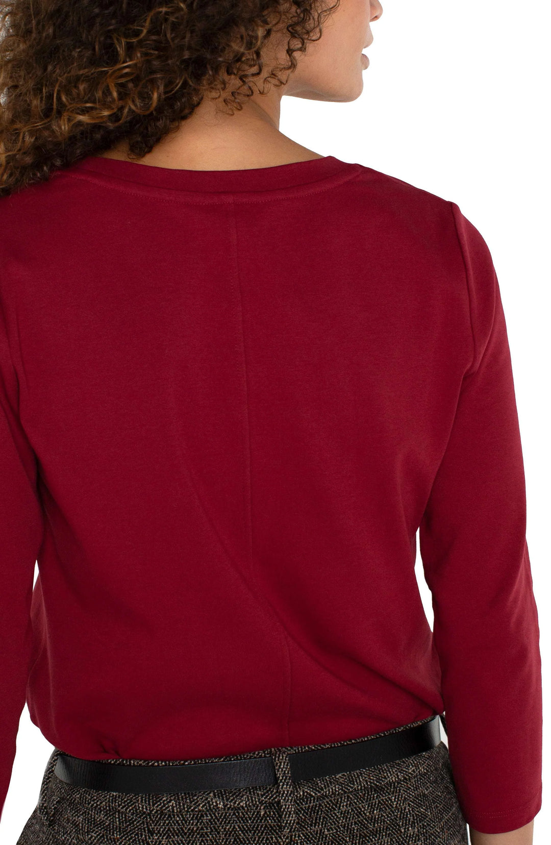 3/4 SLEEVE SCOOP NECK KNIT TEE - PINOT NOIR