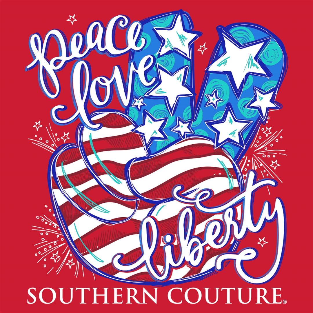 SHORT SLEEVE CLASSIC PEACE LOVE & LIBERTY TSHIRT - RED