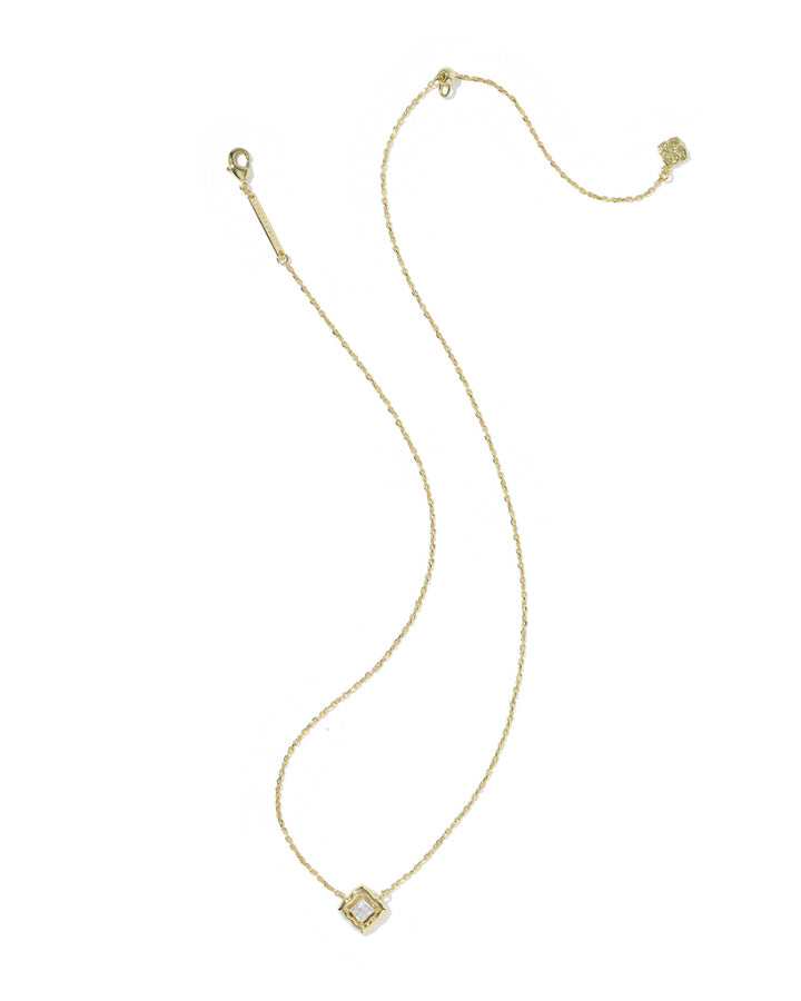 KENDRA SCOTT MALLORY CRYSTAL SHORT PENDANT NECKLACE - GOLD WHITE